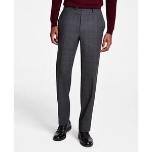 Michael Kors Men's Dark Grey Plaid Marvin Classic Fit Dress Pants Size 36W 34L